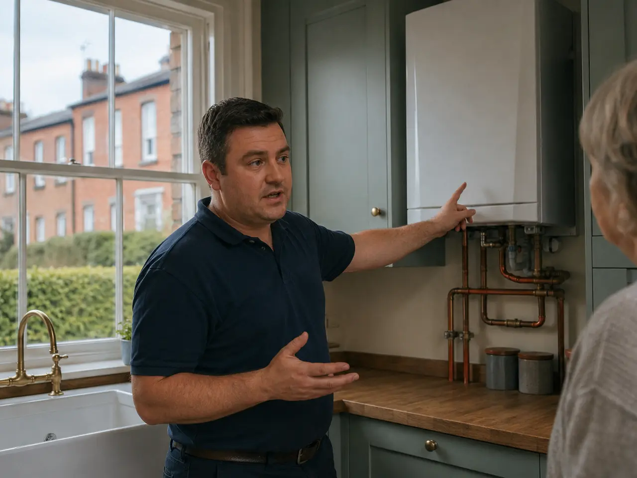 Plumber reviewing work on a job in Ireland