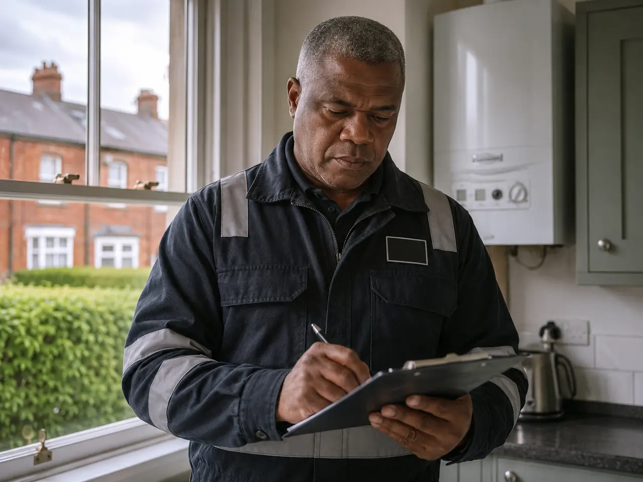 RGI registered gas installer working on a boiler