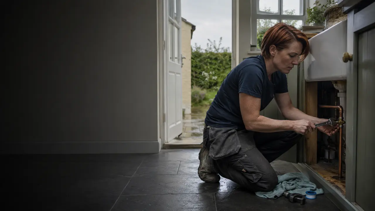 Plumber working in an Irish home