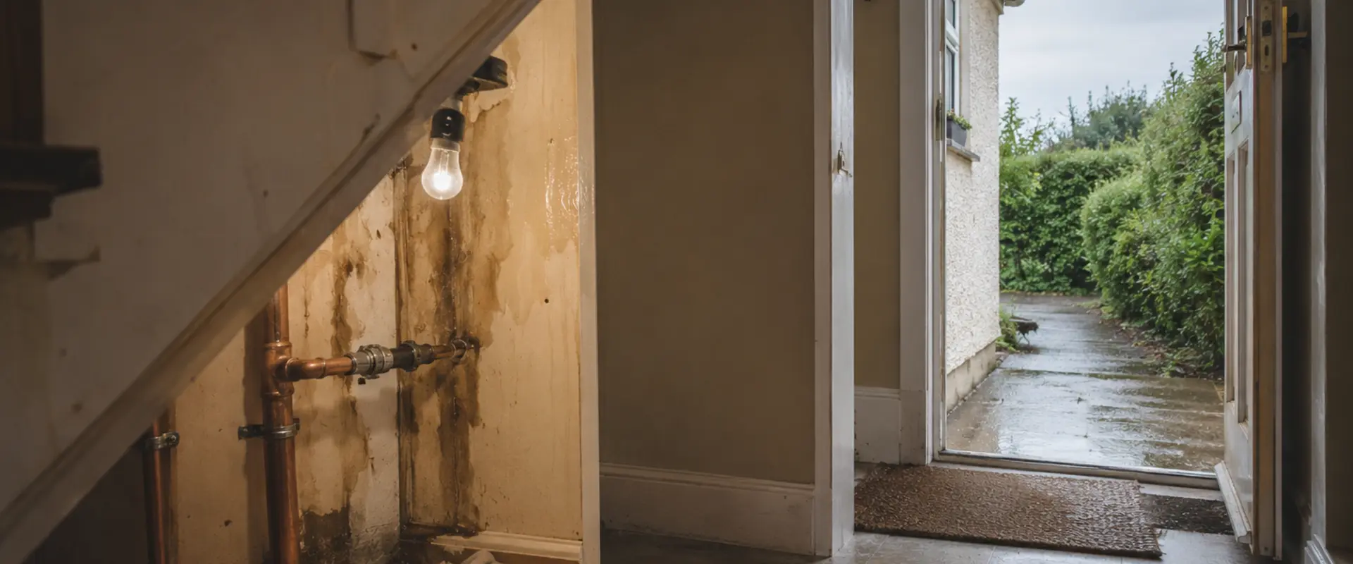 Emergency plumber attending a burst pipe repair