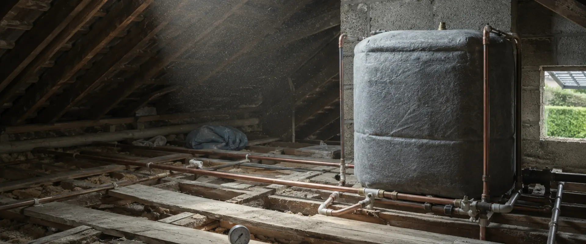 Plumber inspecting water supply pipework