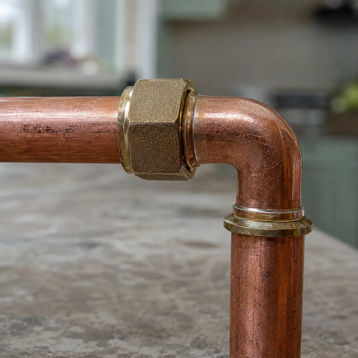 Plumber checking pressurised pipework connections on a heat pump installation