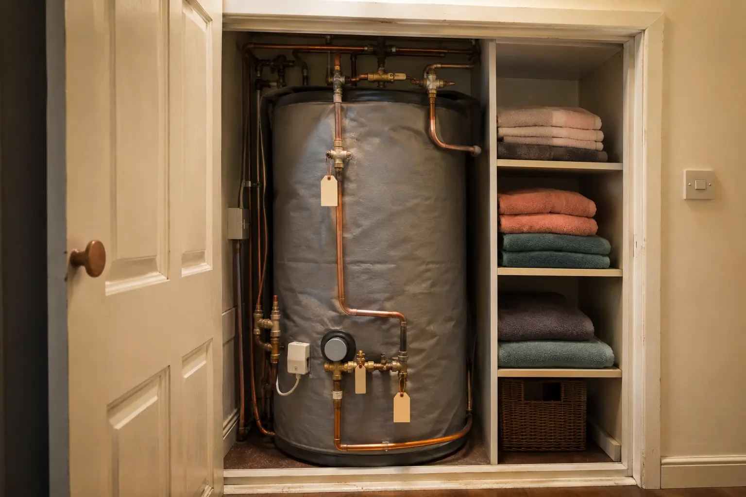 Heating engineer installing an air-to-water heat pump